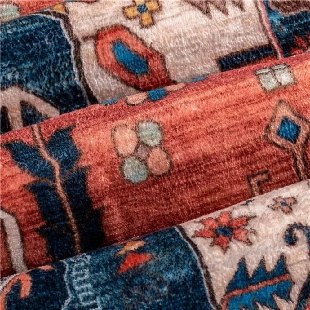 Boho Rugs for Entryway, 2x3 Rust Entryway Rug Non-Slip Washable Small Area Rug